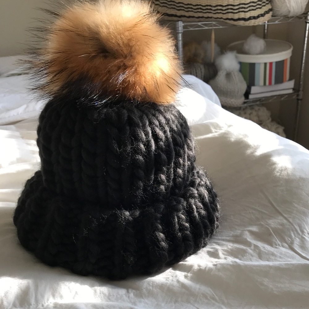 Handmade Fur Pom Knit Hat